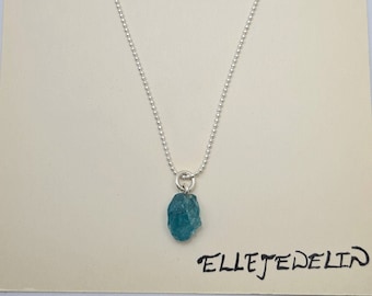 Raw Apatite Pendant Necklace, 925 Sterling Silver, Natural Gemstone