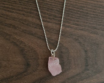 Raw Morganite Necklace 925 Sterling Silver, Raw Morganite, Natural Raw Morganite Pendant, Gift For Mother, Gift For Her.