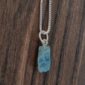 Raw Aquamarine Necklace 925 Sterling Silver, Raw Aquamarine, Natural Raw Aquamarine Pendant ,Gift For Mother, Gift For Her.