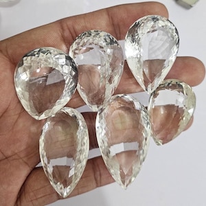 Big Size Pear Shape Clear Quartz Gemstone, Natural Clear Quartz Cut Stones, Top Quality Faceted Clear Quartz Loose Stones For Collectors.