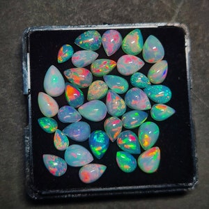 25 Pcs Opal Pear Cabochon, AAA Quality Opal Cabochon, Fire Opal Cabochon, Natural Ethiopian Opal Cabochon, 46 To 69 MM Loose Opal Cabs Lot image 2