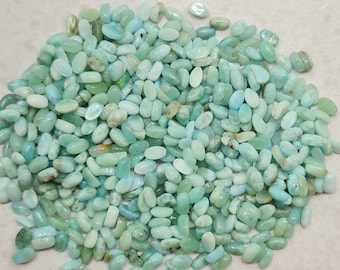 25 cabujones de gema de larimar natural, cabujones ovalados sueltos (3 x 5 mm)