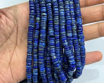 Perline di lapislazzuli, 5-6 mm 16 pollici perline di pietre preziose di lapislazzuli naturali, perline di lapislazzuli Rondellle, perline di lapislazzuli Heishi.