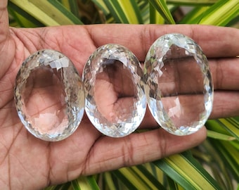 Big Size Oval Shape Faceted Clear Quartz ~ Natural Clear Quartz Cut Stone~ Clear Quartz Loose Gemstone~ Clear Quartz Gemstone For Jewelry.