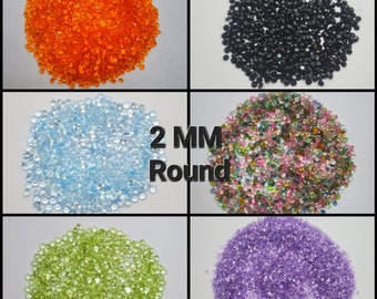 2 MM Round Cut Stones, Natural Round Gemstones, Diamond Cut Round Faceted Gemstones, Top Quality Loose Cut Gemstones For Jewelry Making.