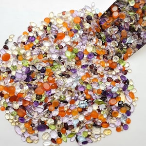 Over 100 Carats Mix Semi Precious Cut Stone, Mix Shape Natural Faceted Gemstones Lot, Mix Semi Precious Loose Stone Lot For Jewelry Making.