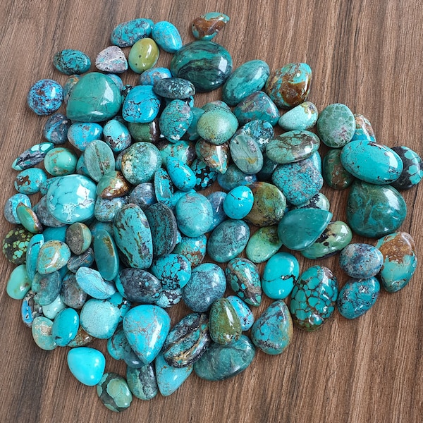 50 Carats Natural Turquoise Gemstone, Turquoise Cabochon~Tibetan Turquoise~Turquoise Loose Stone Lot~Mix Shape Turquoise For Jewelry Making,