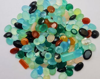 Lote de gemas de calcedonia facetadas AAA, piedras de talla mixta