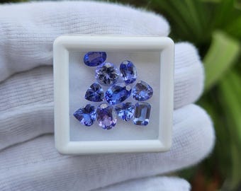 Natural Faceted Tanzanite Gemstone Lot, Mixed Shapes (4-7mm)