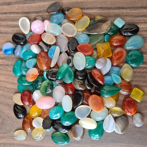 Small Size Mix Shape Agate Cabochon, Natural Agate Gemstone Cabochon Lot, Multi Color Agate Cabochon, Agate Loose Stone For Jewelry Making. zdjęcie 4