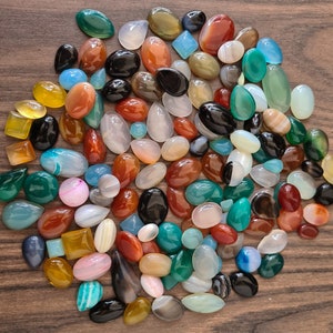 Small Size Mix Shape Agate Cabochon, Natural Agate Gemstone Cabochon Lot, Multi Color Agate Cabochon, Agate Loose Stone For Jewelry Making. zdjęcie 2