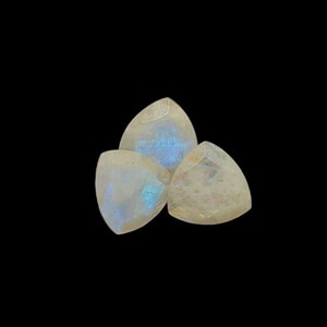 3 Pieces 12 MM Moonstone Cut Stone Rainbow Moonstone Faceted Gemstone Natural Rainbow Moonstone Trillion Loose Stone For Jewelry Marking .