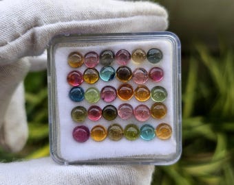 Multi Color Turmalin Cabochon: Runder lose Edelstein, Schmuckherstellung (3-6 mm kalibrierte Größen)