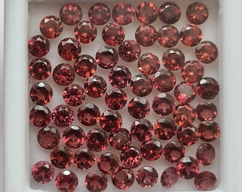 73 Pcs 4 MM Round Cut Mozambique Garnet~ Red Garnet Faceted~ 25 Carats Round Cut Mozambique Garnet Loose Stone.