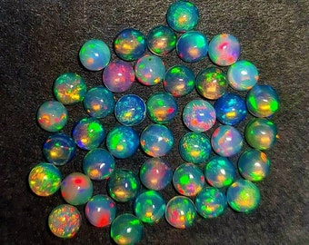 Ethiopian Opal Cabochon Lot, AAA Multi Fire, 4mm Loose Stone (10 Pcs)