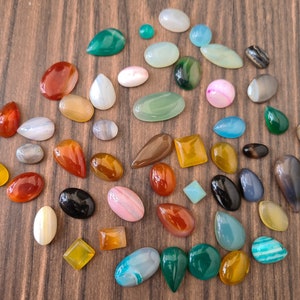 Small Size Mix Shape Agate Cabochon, Natural Agate Gemstone Cabochon Lot, Multi Color Agate Cabochon, Agate Loose Stone For Jewelry Making. image 6