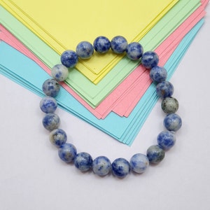 Sodalite Bracelet, Sodalite Handmade Gemstone Bracelet, Natural Sodalite  Crystals Beads Bracelet, Men/Women Stretchy Bracelet.