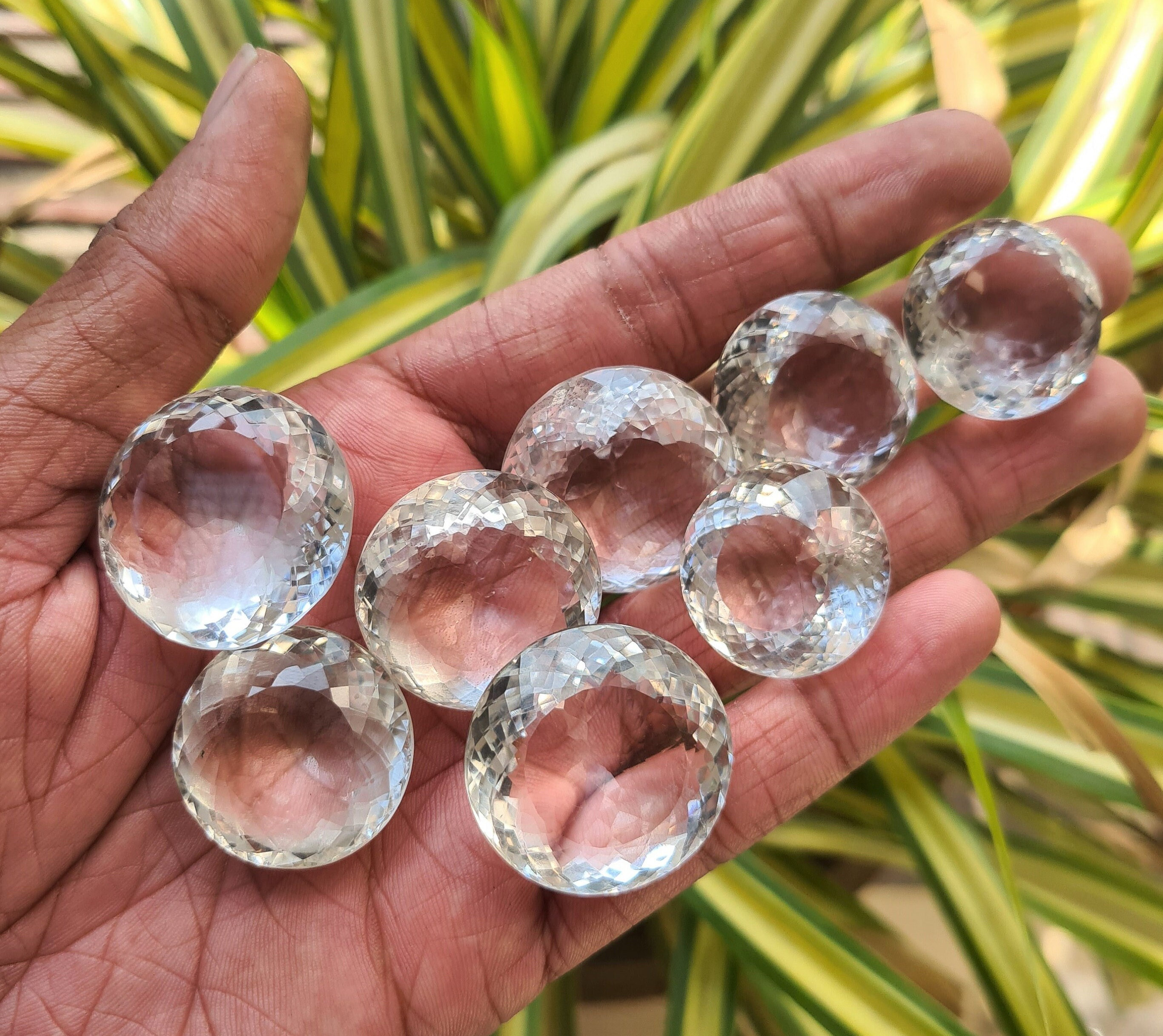 Big Size Round Shape Faceted Clear Quartz Natural Clear Quartz