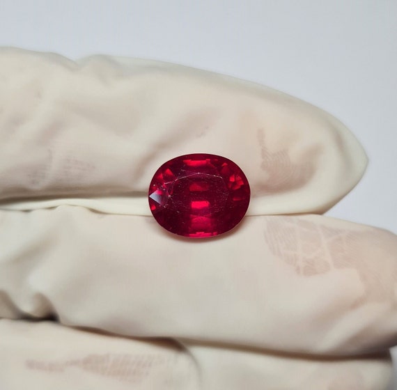 Oval Glass Filled Ruby Cut Stone, AAA Quality (12x9.5mm)
