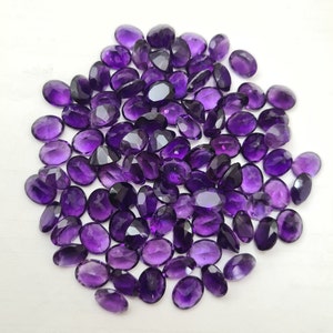 20 Pcs 8x10 MM Oval Amethyst Cut Stone, Natural African Amethyst Faceted, Amethyst Gemstone, 50 Carats Amethyst Loose Stone Lot For Jewelry.