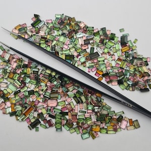 250 Pcs Baguette Tourmaline Cut Stone, Tourmaline Gemstone Cut Stone, Natural Multi Color Faceted Tourmaline Loose Stone For Jewelry Making.