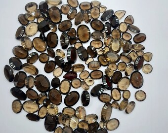 50 Cts Concave Cut Smoky Quartz Stone, Mix Size