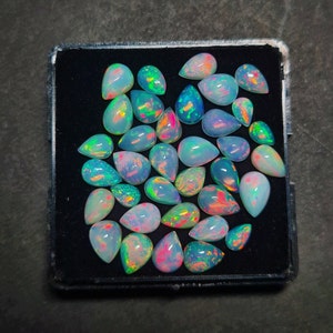 25 Pcs Opal Pear Cabochon, AAA Quality Opal Cabochon, Fire Opal Cabochon, Natural Ethiopian Opal Cabochon, 46 To 69 MM Loose Opal Cabs Lot image 5