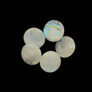5 Pieces 15 MM Moonstone Cut Stone Rainbow Moonstone Faceted Gemstone Natural Rainbow Moonstone Round Loose Stone Jewelry Marking.