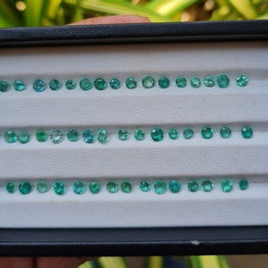 25 Pcs 3-4 MM Round Emerald Cut Stone, Natural Emerald Gemstone, Zambian Emerald faceted, Emerald Loose Stone For Jewelry Making.