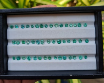 25 Pcs 3-4 MM Round Emerald Cut Stone, Natural Emerald Gemstone, Zambian Emerald faceted, Emerald Loose Stone For Jewelry Making.