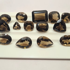 ¡Elige tu talla! Piedra preciosa facetada de cuarzo ahumado con formas variadas, piedra natural tallada de cuarzo ahumado, piedra suelta de cuarzo ahumado de alta calidad para joyería.