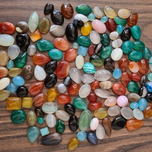 Small Size Mix Shape Agate Cabochon, Natural Agate Gemstone Cabochon Lot, Multi Color Agate Cabochon, Agate Loose Stone For Jewelry Making. image 5