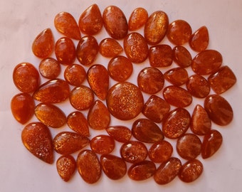 Sunstone Cabochon Lot, Glittery Loose Gemstones, Mix Shape (100 Carats)