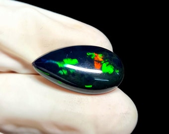 Ethiopian Black Opal Cabochon, Loose Gemstone (20x11.6 MM)