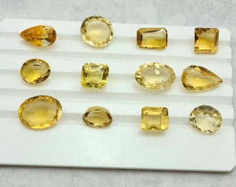 50 Carats 10 To 12 Pcs Citrine Cut Stone, Natural Citrine Faceted Stone, Mix Shape Citrine Gemstone, Citrine Loose Stone For Jewelry Making.