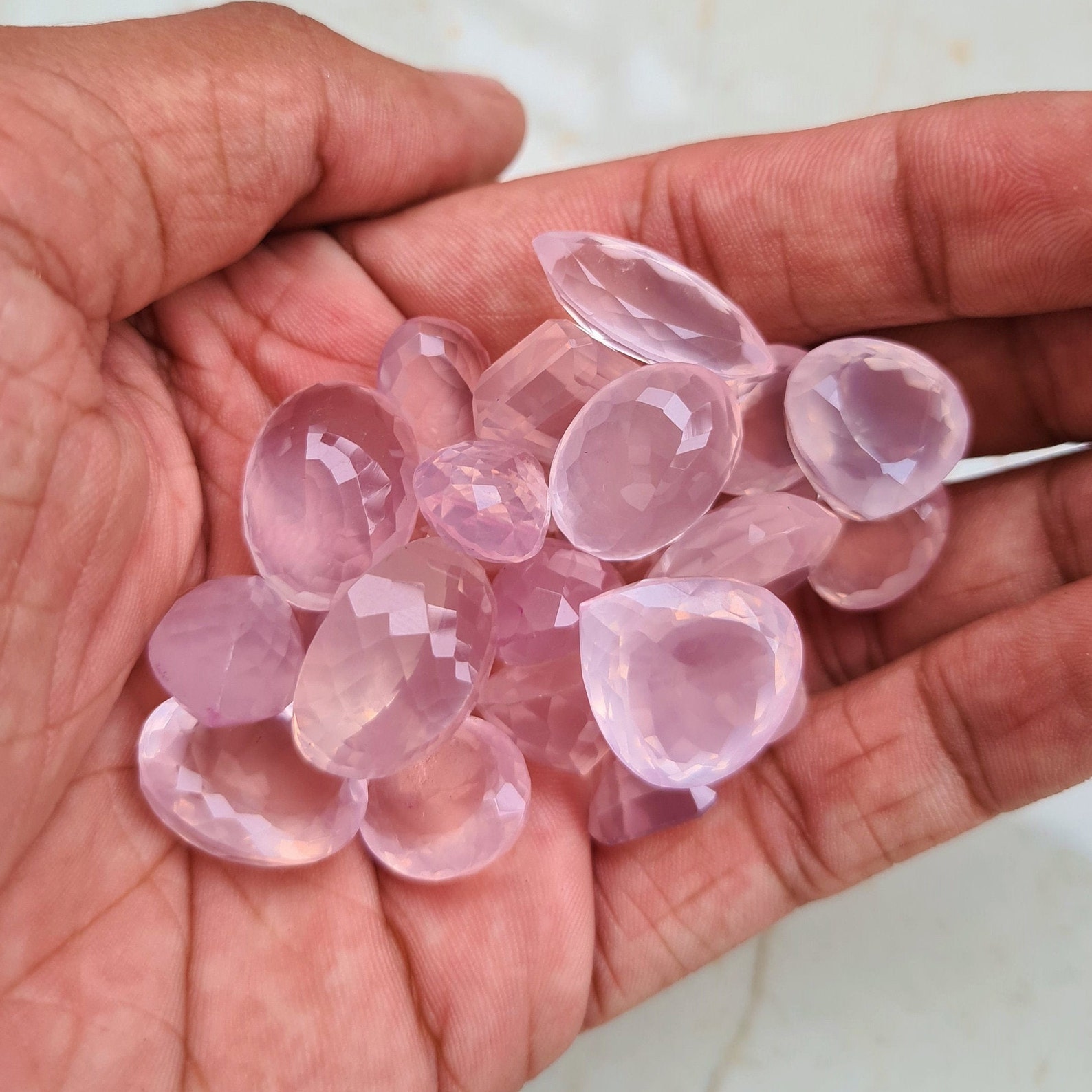 50 Cts Rose Quartz Faceted Rose Quartz Gemstones Top Quality Etsy