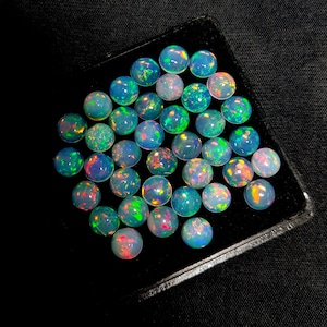 6 MM Round Multi Fire Opal Cabochon, Natural Opal Gemstone Cabs, AAA Quality Ethiopian Opal Cabochons, Round Opal Loose Stone For Jewelry.