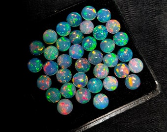 6 MM Round Multi Fire Opal Cabochon, Natural Opal Gemstone Cabs, AAA Quality Ethiopian Opal Cabochons, Round Opal Loose Stone For Jewelry.