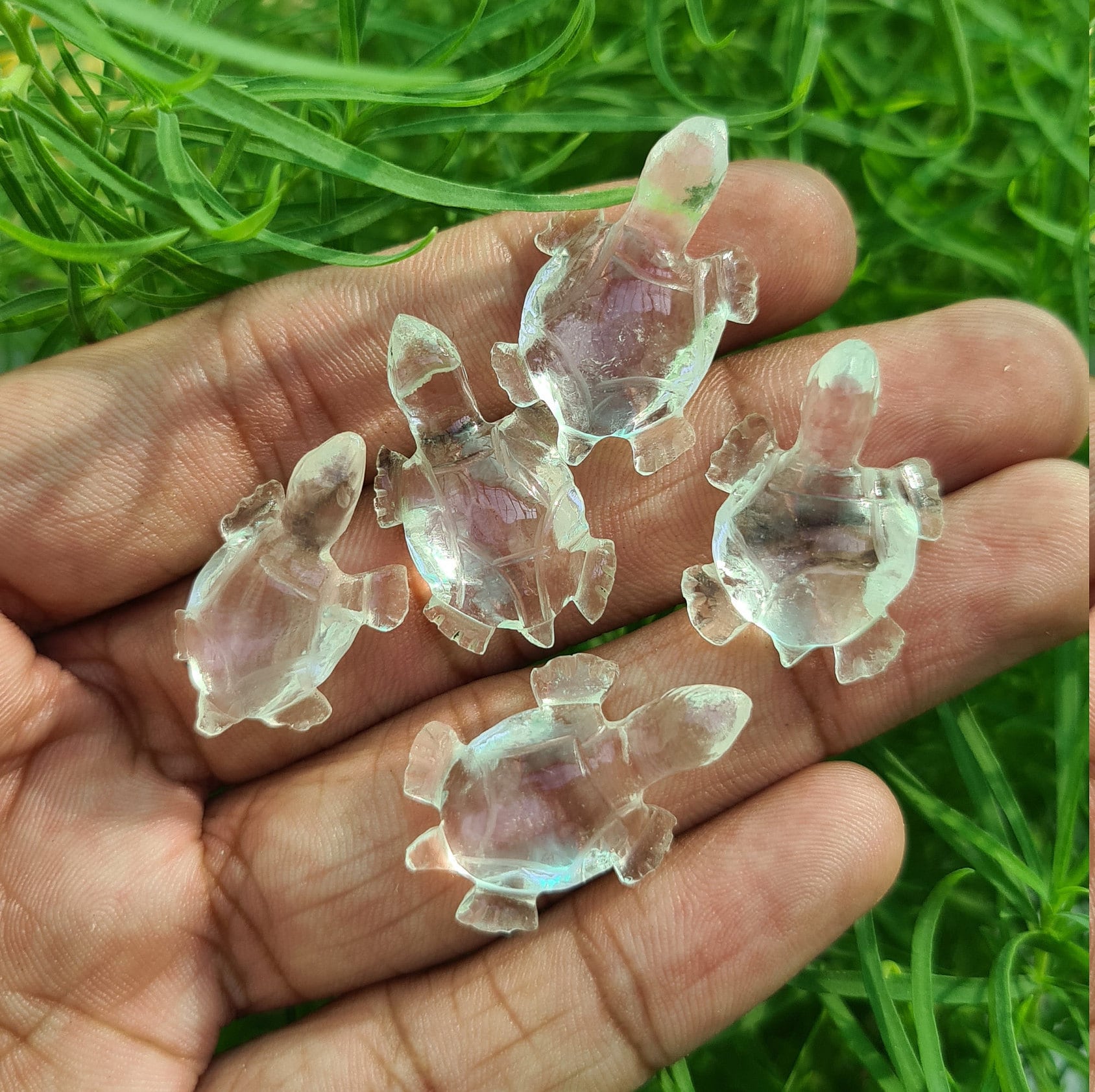 手彫りの透明水晶の亀、ヒーリングクリスタル彫刻 - Etsy 日本