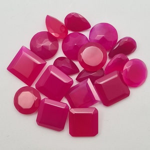 50 Carats Natural Dark Pink Chalcedony Stone, Faceted Chalcedony, Top Quality Chalcedony Loose~ Mix Shape Chalcedony Loose Gemstone Lot.
