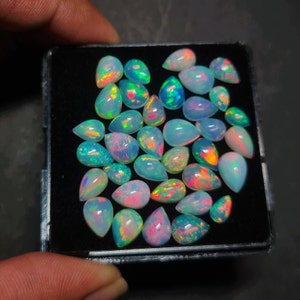 25 Pcs Opal Pear Cabochon, AAA Quality Opal Cabochon, Fire Opal Cabochon, Natural Ethiopian Opal Cabochon, 46 To 69 MM Loose Opal Cabs Lot image 6