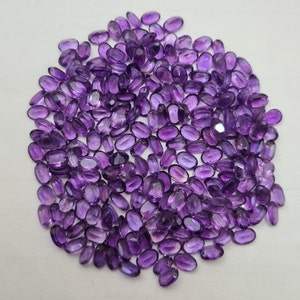50 Pcs 6*4 MM Oval Amethyst Cut Stone, Natural African Amethyst Gemstone, 21 Cts Amethyst Faceted, Amethyst Loose Stone For Jewelry Making.