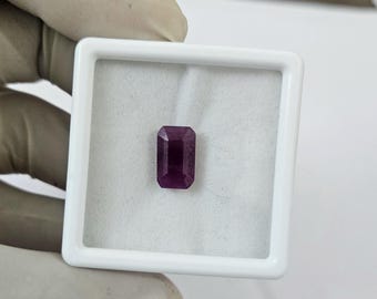 5 Carat Faceted Ruby Cut Stone, Baguette Shape, Jewelry Making