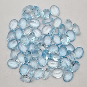 10 Pcs 7*9 MM Topaz Cut Stone~ Natural Topaz Faceted~ Oval Shaped Topaz Cut Stone~ Blue Topaz Loose Stone~ Calibrated Topaz Loose Gemstone.