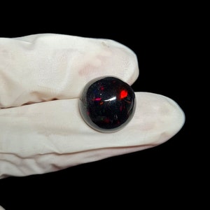 14 MM Round Black Opal Cabochon, Black Ethiopain Opal Cabochon, AAA Quality Black Opal Loose Stone For Jewelry Making.