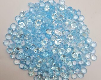 10 Stück 7 mm Himmelblaue Topas, Rundschliff Edelsteine