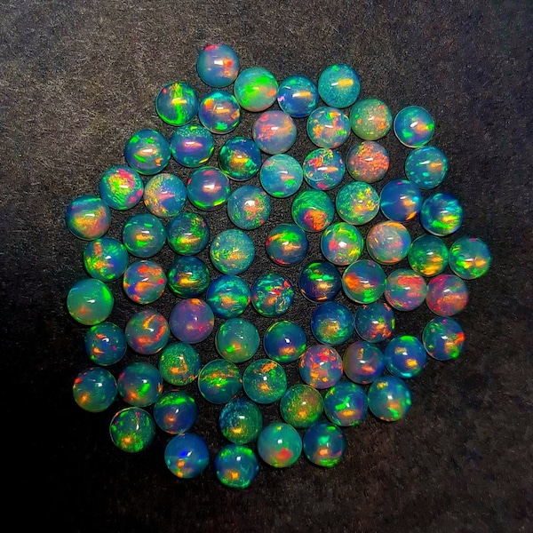 25 Pcs 5 MM AAA Quality Opal Round Cabochon, Wholesale Opal, Natural Ethiopian Opal Fire Opal Cabochon, Opal Gemstone, Opal Loose Stone Lot.