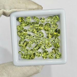 Facetterade Peridot ädelstenar (3-6 mm) – Naturliga lösa stenar, Smyckestillverkning