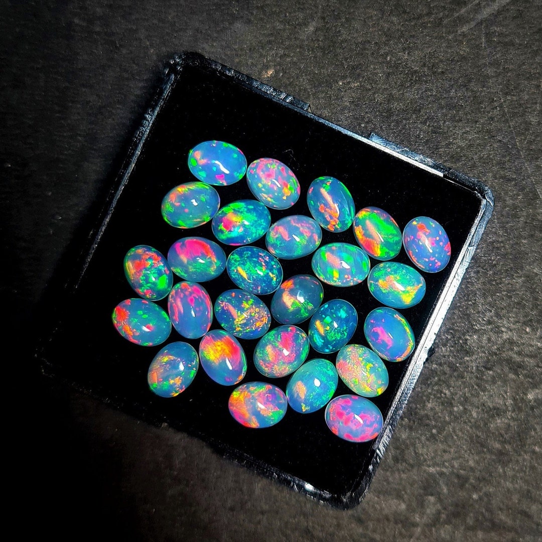 6X8 MM Oval 5 Pcs Opal Cabochon, AAA Multi Fire Opal Gemstone Cabochon