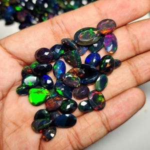 Black Opal Gemstone Lot: Mix Shape Faceted Stones, Jewelry Making